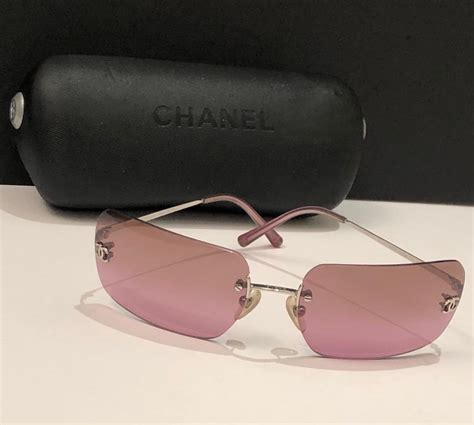 chanel vintage rimless sunglasses round|Chanel sunglasses with clear sides.